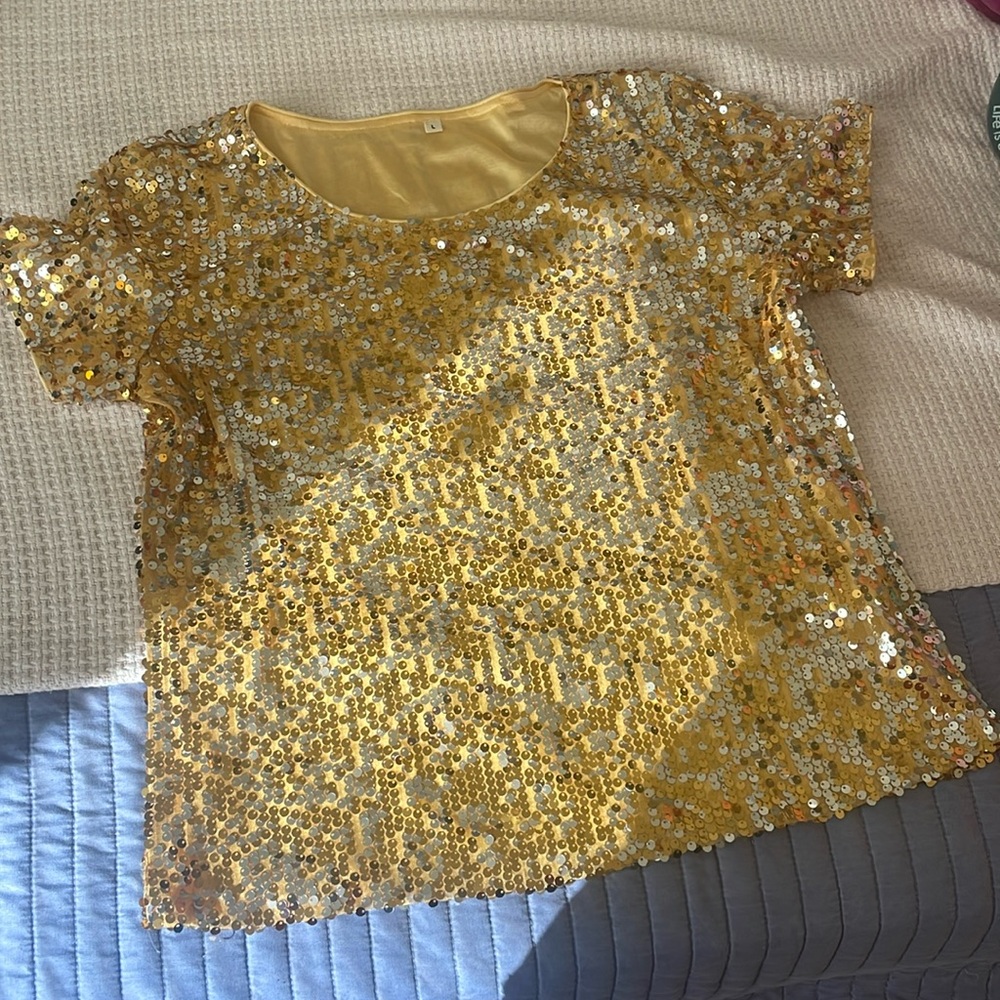 Gold Shimmer Sequin Shirt